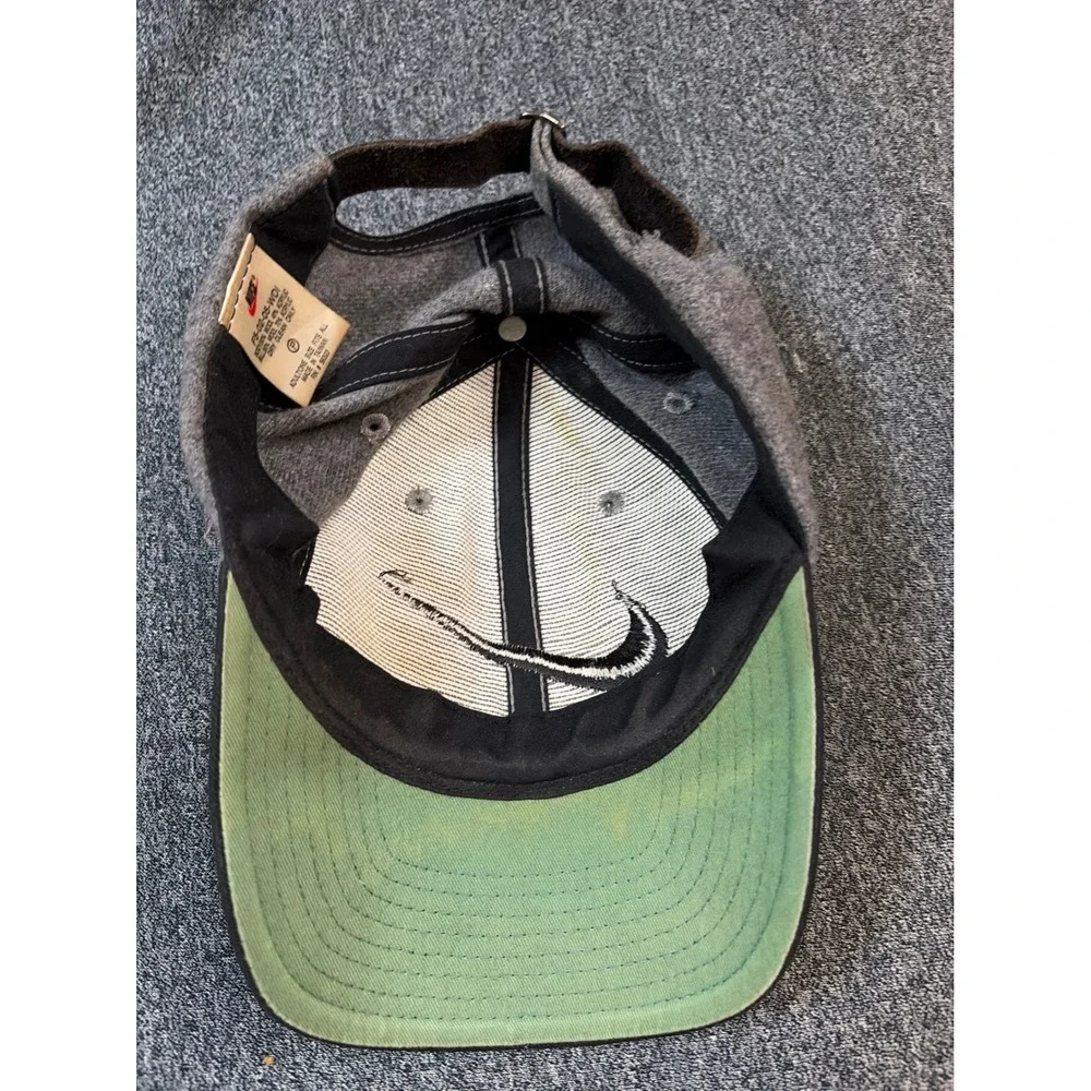 Vintage Nike Wool Blend Swoosh Baseball Cap Grey Black One Size Fits All